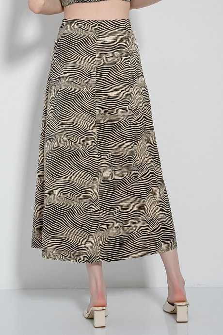 Midi skirt with zebra print and satin effect