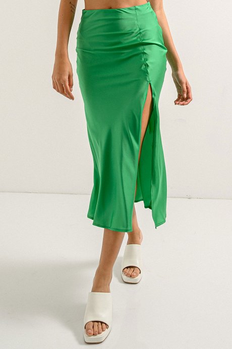 Midi satin skirt with cut out detail