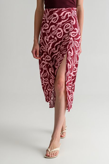 Midi paisley skirt with front slit