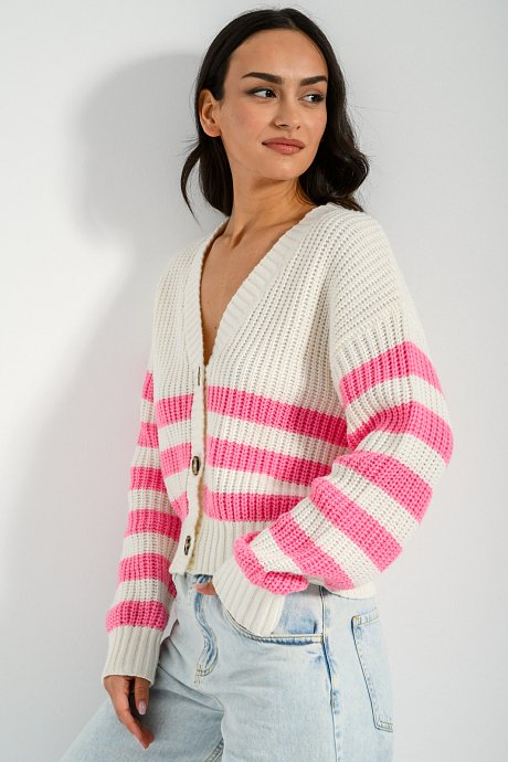 Knit cardigan with stripes