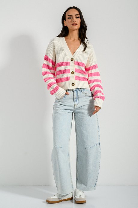 Knit cardigan with stripes