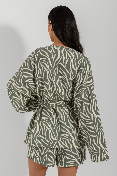 Linen kimono with print