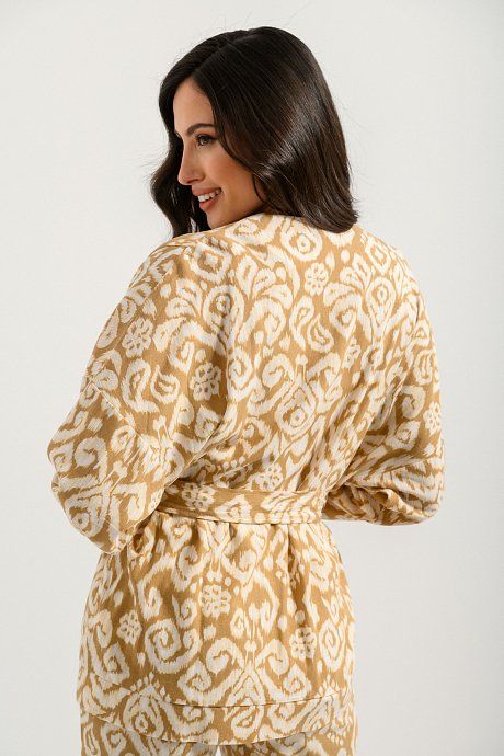 Linen kimono with print