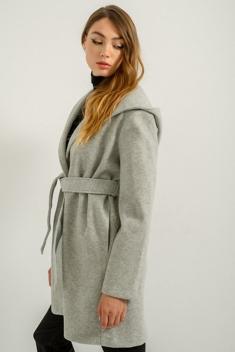 Παλτό με κουκούλα και ζώνη