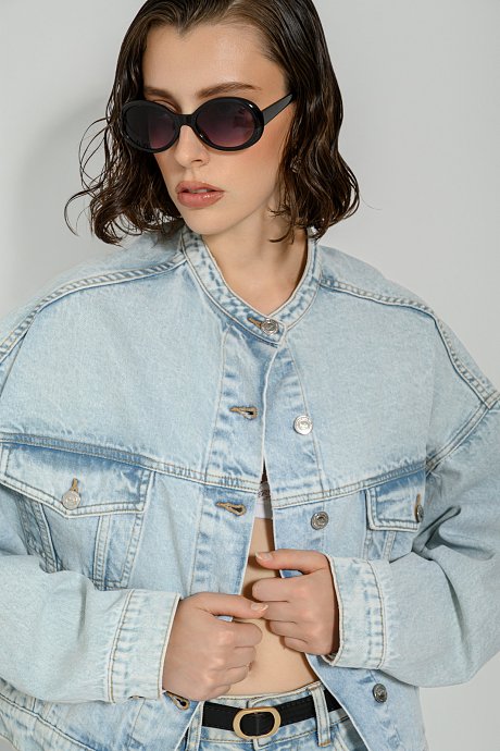 Oversized ντένιμ τζάκετ με τσέπες