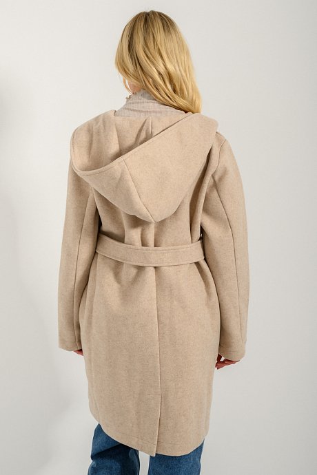 Παλτό με κουκούλα και ζώνη