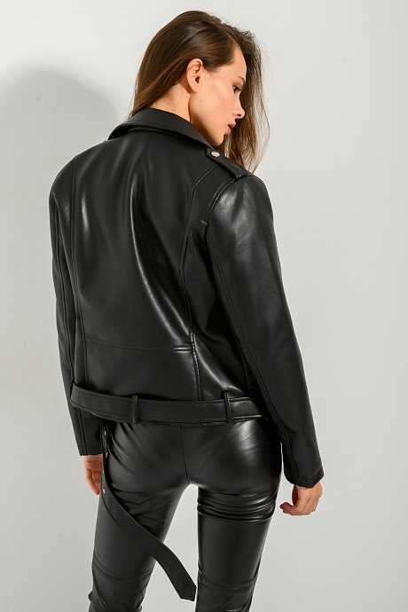 Biker τζάκετ σε όψη δερματίνης