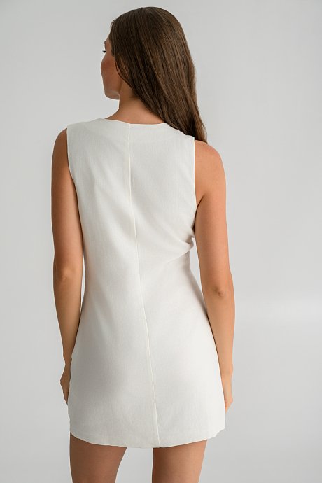 Mini linen sleeveless dress with buttons