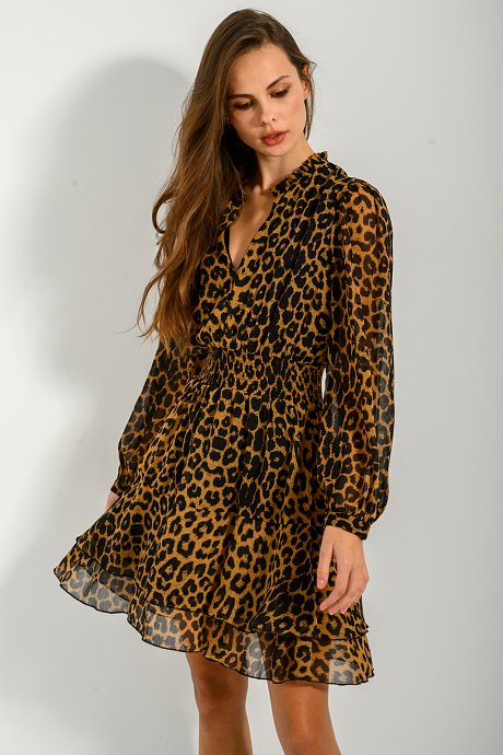 Μίνι φόρεμα με leopard print