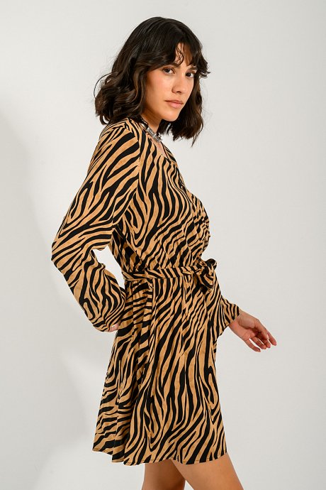Μίνι κρουαζέ φόρεμα με zebra print