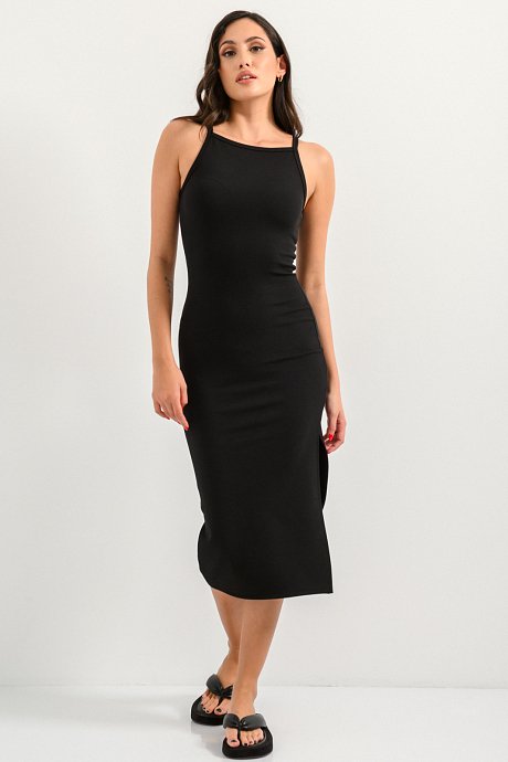 Midi ribbed dress with cut out detail