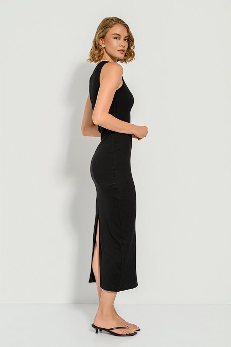 Midi halter ριπ φόρεμα με σκίσιμο πίσω