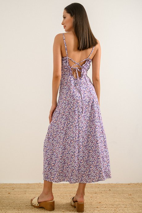 Midi floral dress with open back