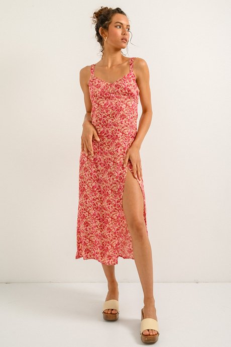 Midi floral dress with cut out detail