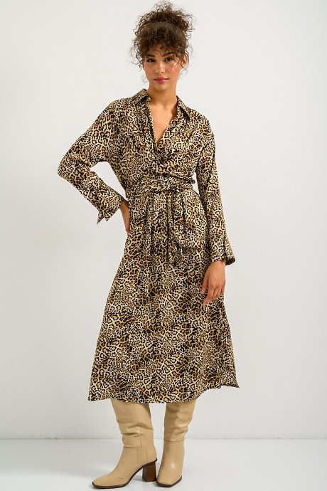 Midi dress with leopard print