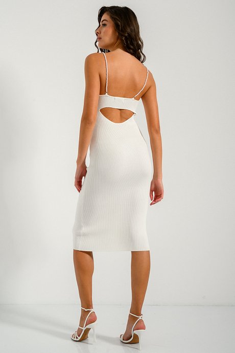 Midi rib knitted dress with cut out detail
