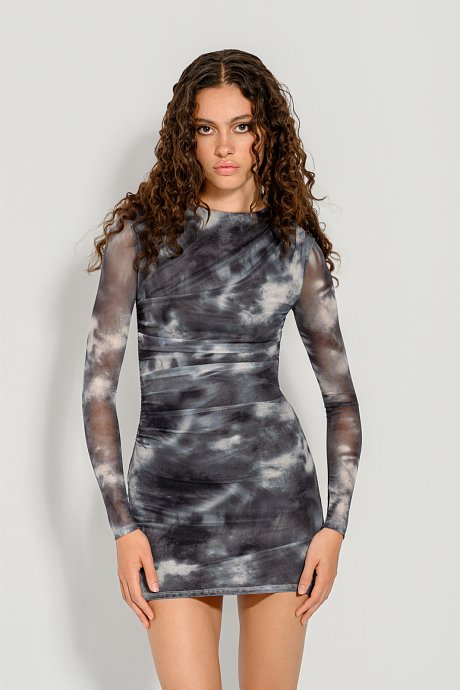 Μίνι tie dye φόρεμα με σούρες
