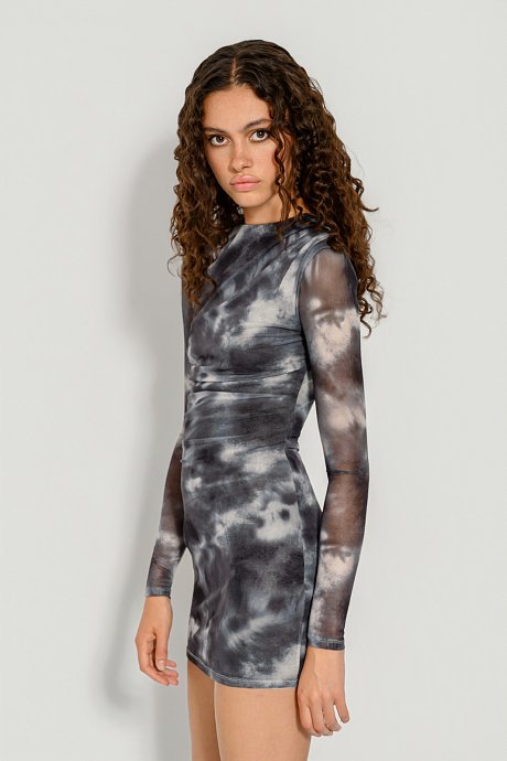 Μίνι tie dye φόρεμα με σούρες