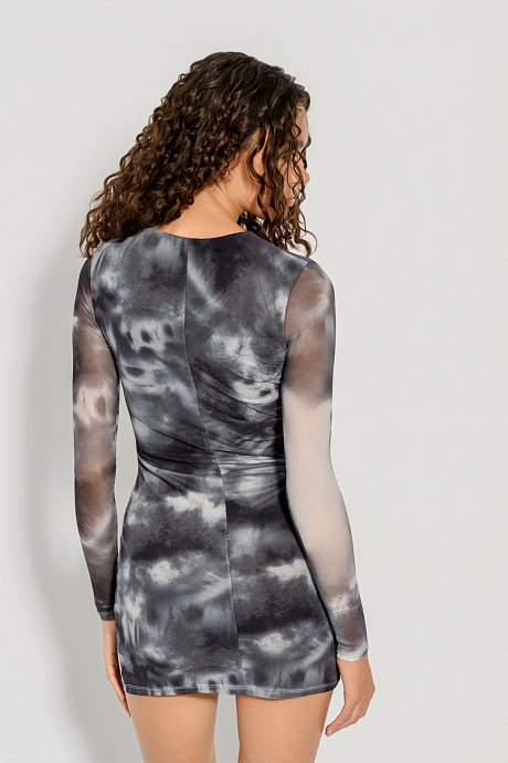 Μίνι tie dye φόρεμα με σούρες