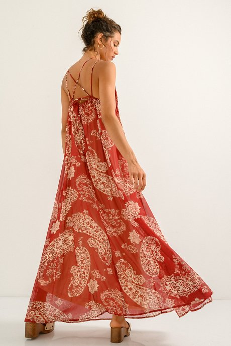 Maxi paisley dress with open back