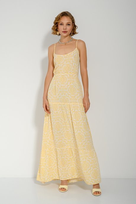 Maxi φόρεμα με boho print και ανοιχτή πλάτη με δέσιμο