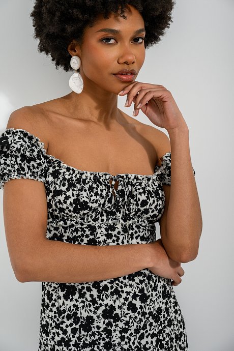 Μίνι φλοράλ φόρεμα off shoulder