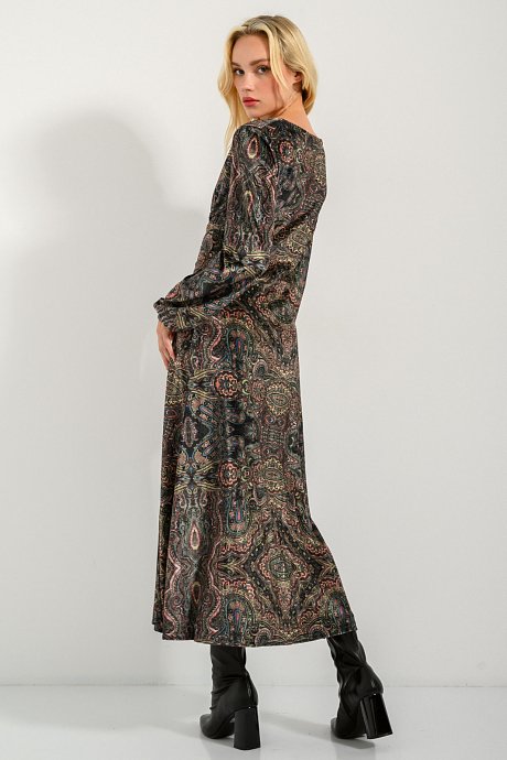 Midi βελουτέ φόρεμα με λαχούρια