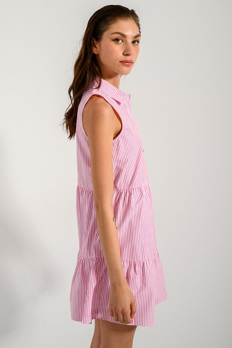 Mini striped chemise dress with frilled details