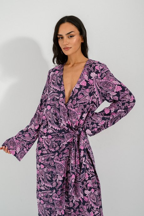 Midi cruise paisley dress with cut out detail