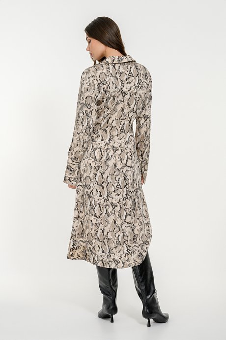 Midi σεμιζιέ φόρεμα με snake print και άνοιγμα