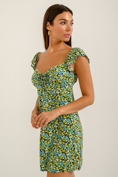Mini floral dress with open back