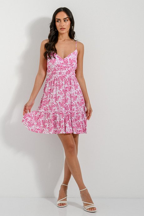 Mini floral dress with ruffled end details