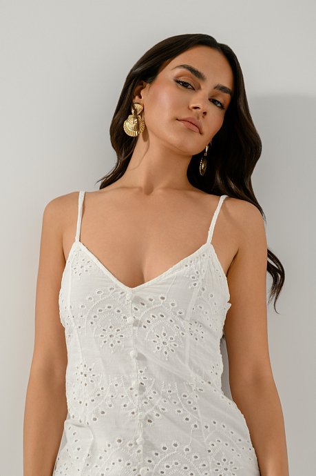 Μίνι broderie φόρεμα με διάτρητα σχέδια