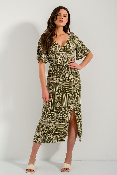 Midi printed dress with cut out detail