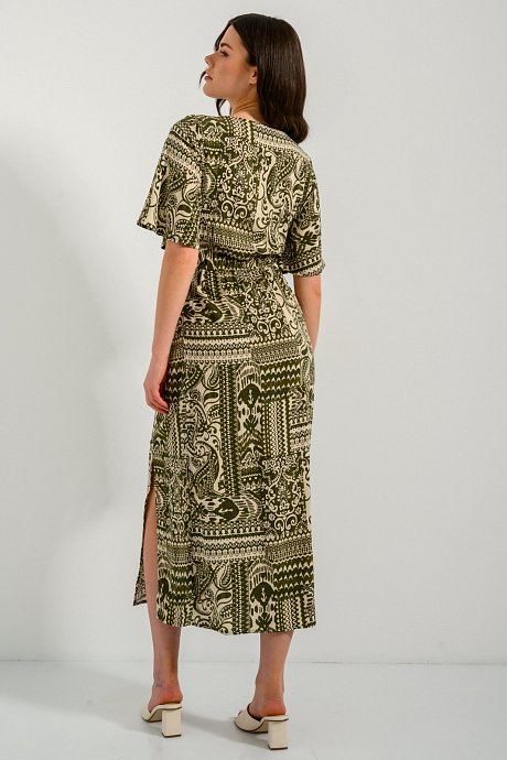 Midi printed dress with cut out detail