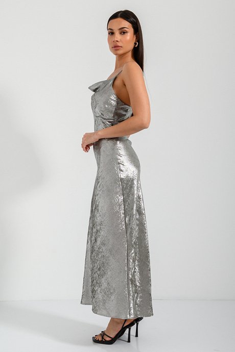 Maxi drape dress with shinny effect