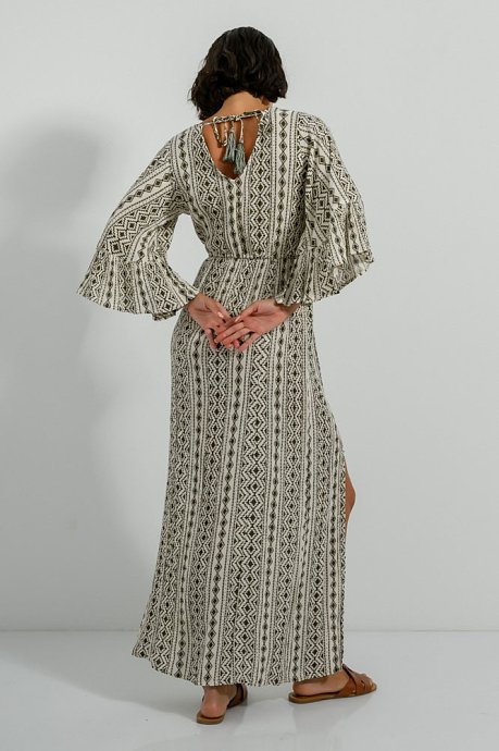 Maxi dress with print and matching cord with detail