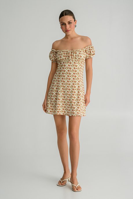 Μίνι φλοράλ φόρεμα off shoulder