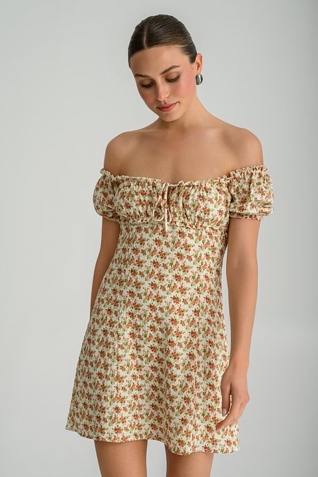 Μίνι φλοράλ φόρεμα off shoulder