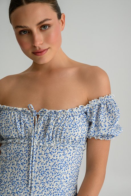 Μίνι φλοράλ φόρεμα off shoulder