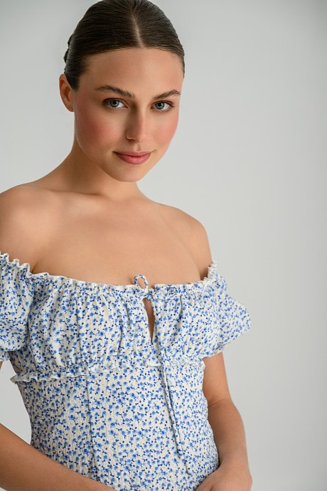 Μίνι φλοράλ φόρεμα off shoulder