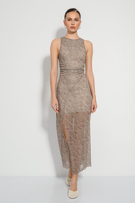 Maxi φόρεμα από τούλι με zebra print