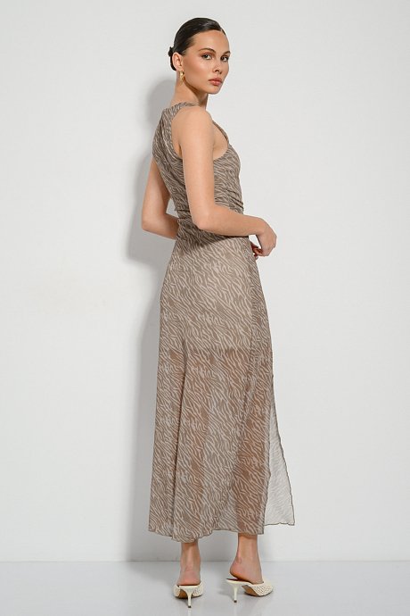 Maxi φόρεμα από τούλι με zebra print