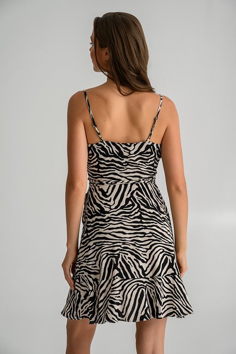 Mini dress with ruffle details and zebra print
