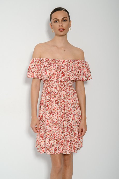 Μίνι φλοράλ off shoulder φόρεμα
