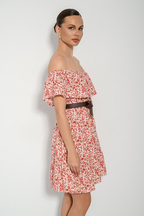 Μίνι φλοράλ off shoulder φόρεμα
