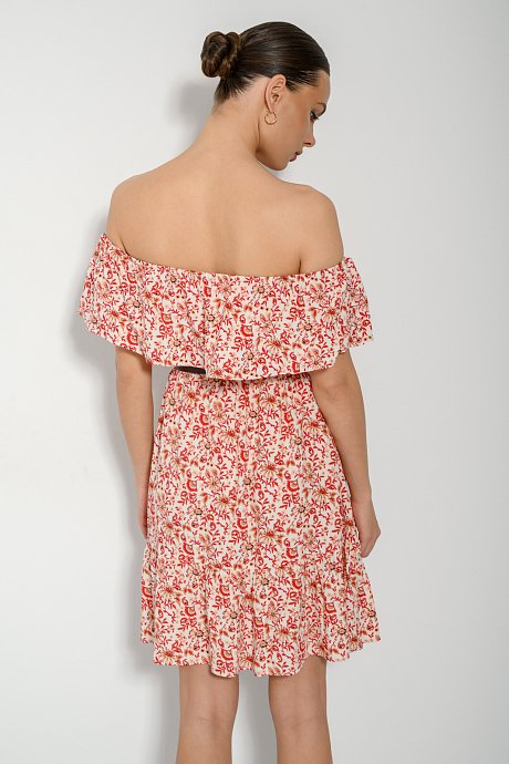 Μίνι φλοράλ off shoulder φόρεμα