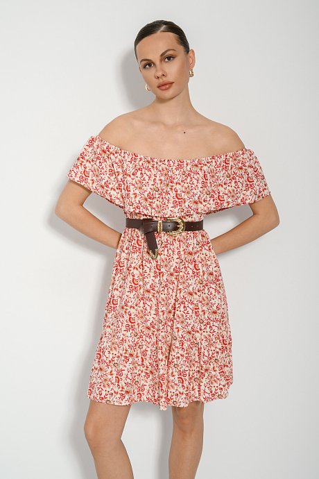 Μίνι φλοράλ off shoulder φόρεμα