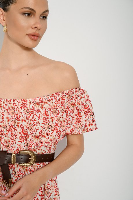 Μίνι φλοράλ off shoulder φόρεμα