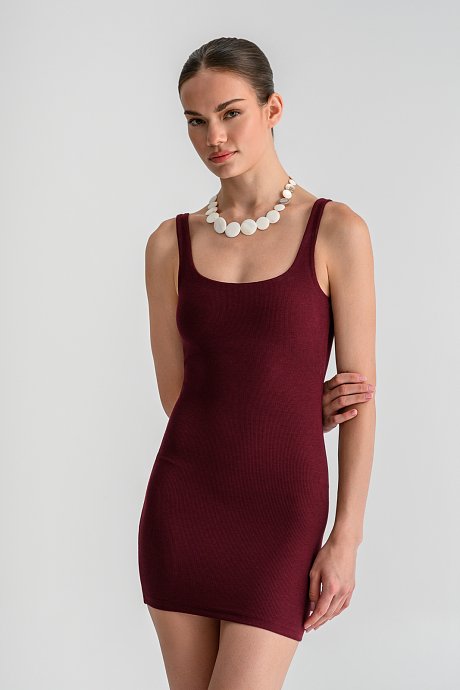 Mini bodycon ribbed dress with straps
